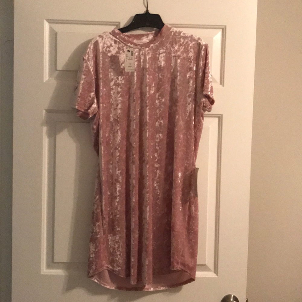 Pink crushed velvet dress